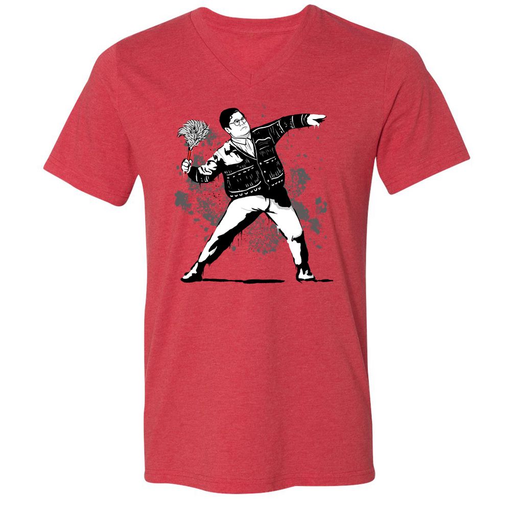 Unisex V-Neck T-Shirt - 9NYCDJLC - Heather Red - 5