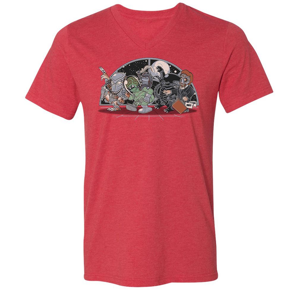 Unisex V-Neck T-Shirt - 8N4DM9Y6 - Heather Red - 5