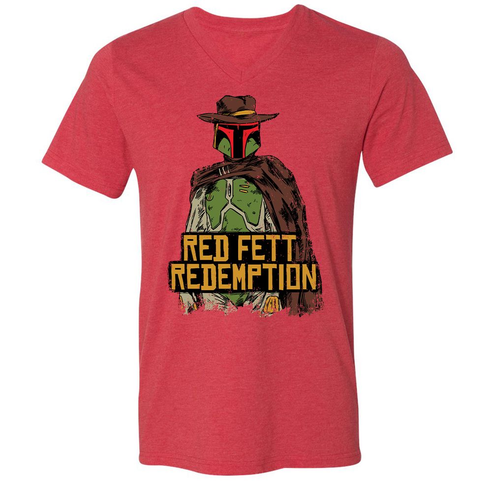 Unisex V-Neck T-Shirt - RLMBLBT8 - Heather Red - 5