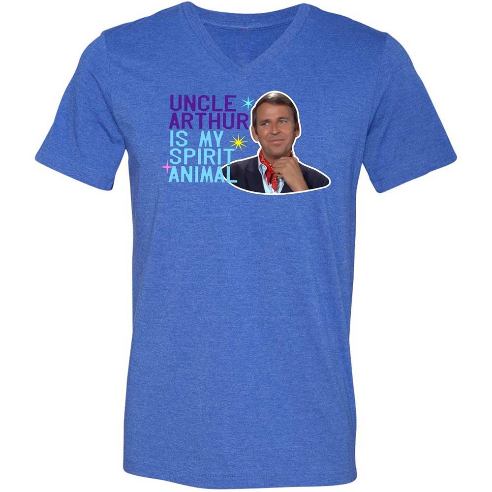 Unisex V-Neck T-Shirt - QBVG3XTZ - Heather True Royal - 5