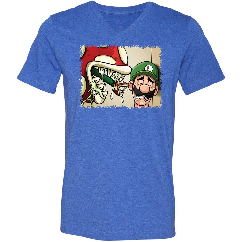 Unisex V-Neck T-Shirt - XJW8PZVB - Heather True Royal - 5