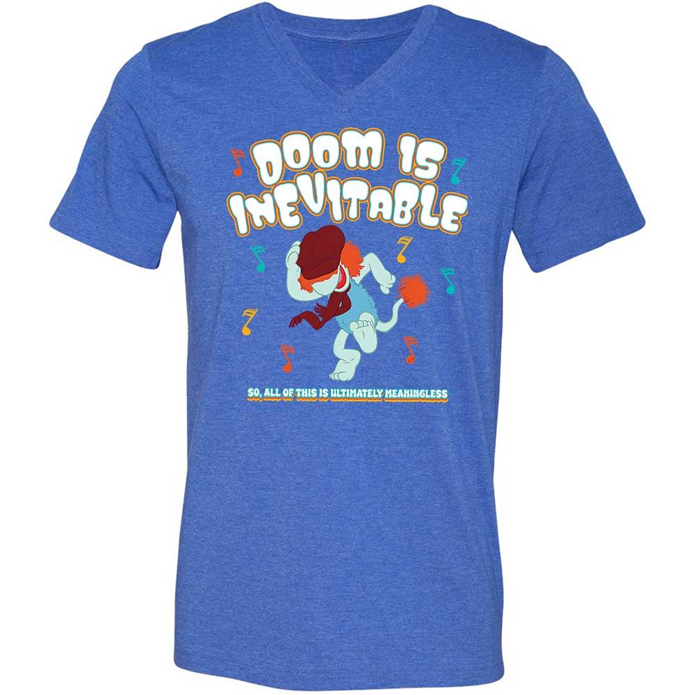 Unisex V-Neck T-Shirt - QKK5GVSX - Heather True Royal - 5