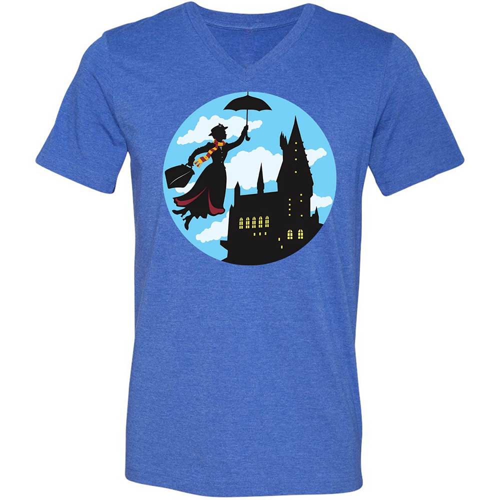 Unisex V-Neck T-Shirt - PAEVQAQF - Heather True Royal - 5