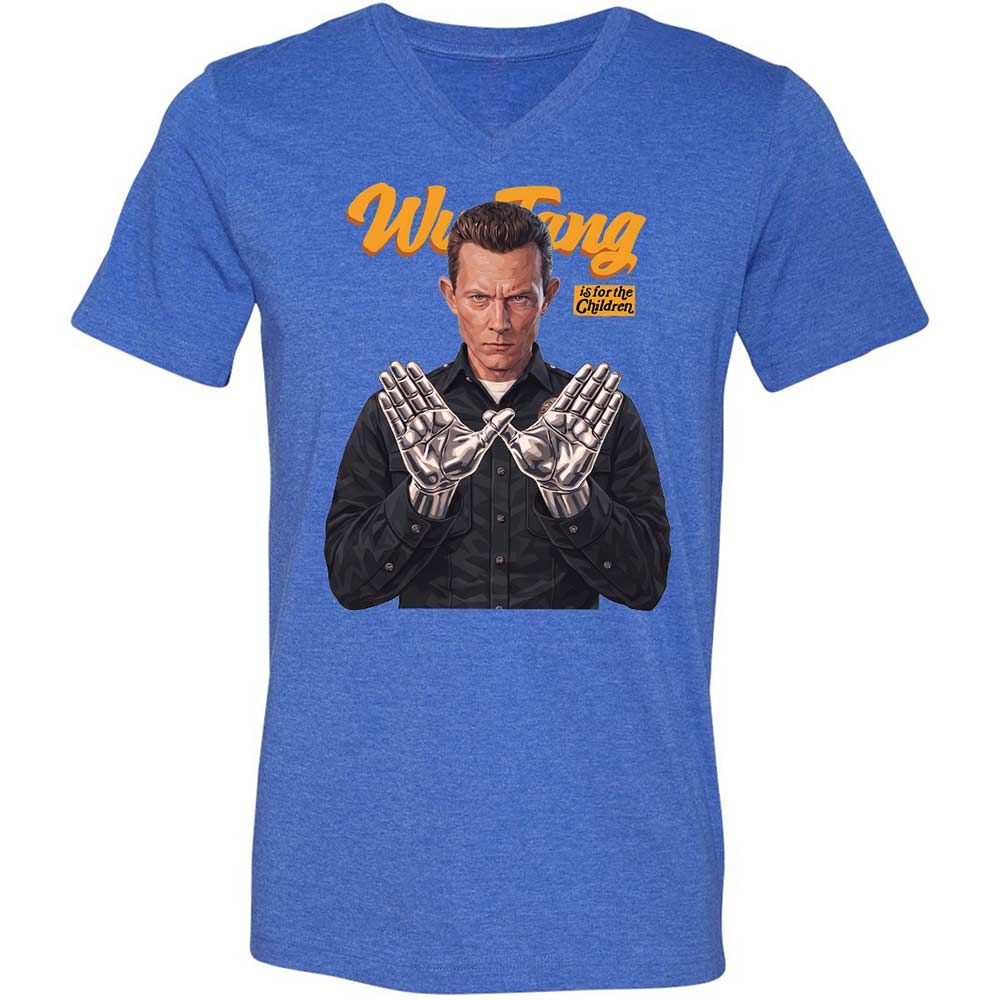 Unisex V-Neck T-Shirt - Black - Heather True Royal - 5