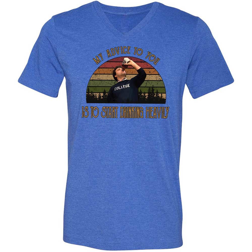 Unisex V-Neck T-Shirt - 6C3ECR4M - Heather True Royal - 5