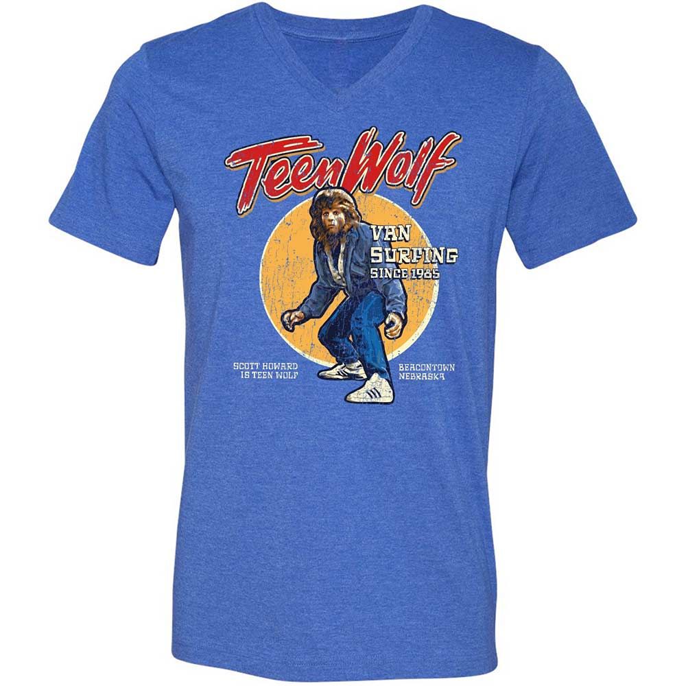 Unisex V-Neck T-Shirt - R9XFT5J6 - Heather True Royal - 5