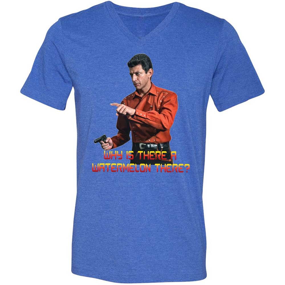 Unisex V-Neck T-Shirt - QM82D4DY - Heather True Royal - 5