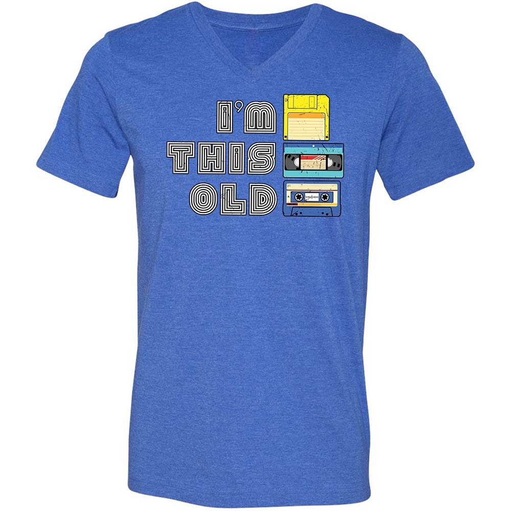 Unisex V-Neck T-Shirt - Black - Heather True Royal - 5