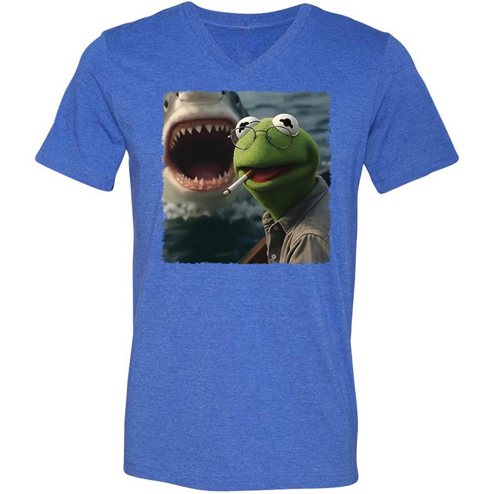 Unisex V-Neck T-Shirt - 6RWASGMF - Heather True Royal - 5