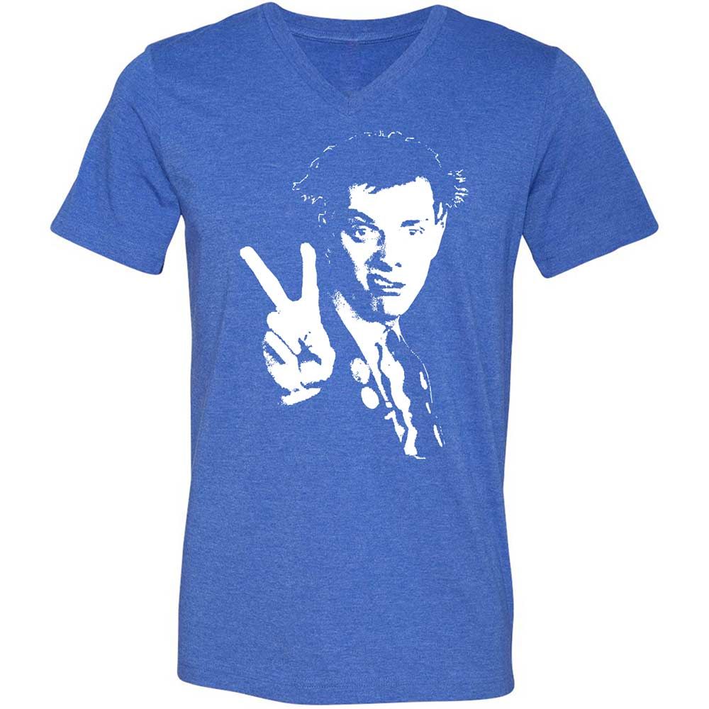 Unisex V-Neck T-Shirt - Black - Heather True Royal - 5
