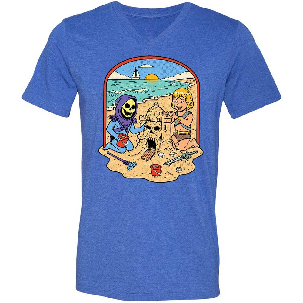 Unisex V-Neck T-Shirt - 4QX3H2ES - Heather True Royal - 5