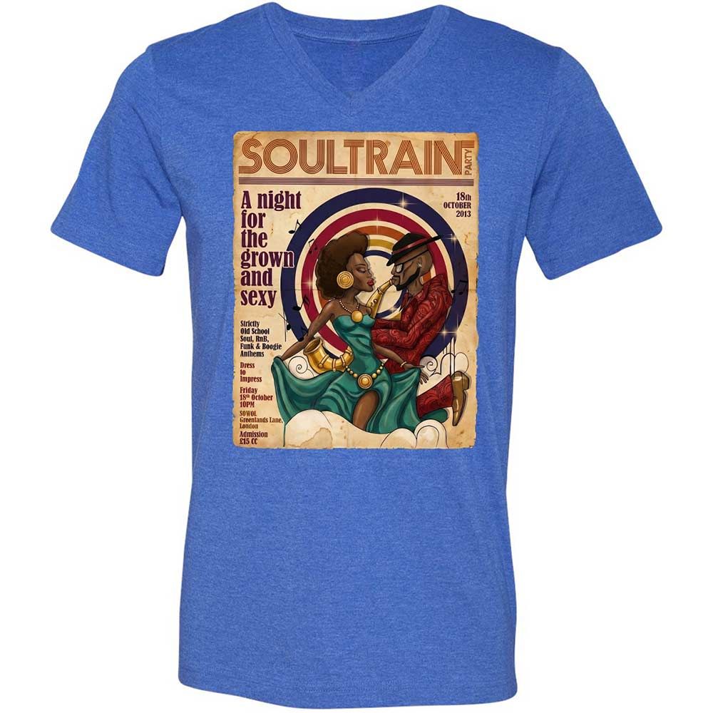 Unisex V-Neck T-Shirt - H2P2D4DT - Heather True Royal - 5