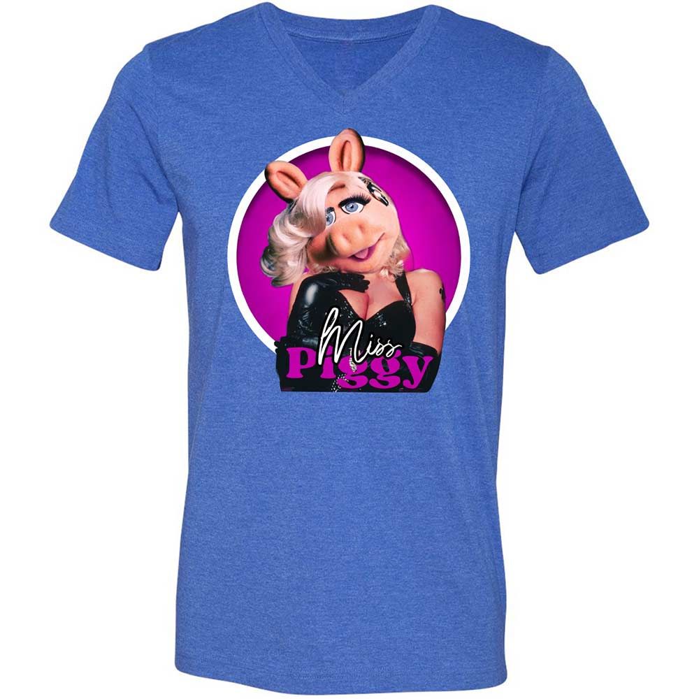 Unisex V-Neck T-Shirt - 8G4XCMEK - Heather True Royal - 5