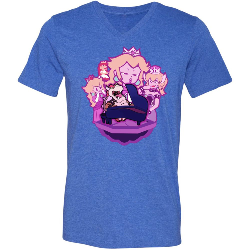 Unisex V-Neck T-Shirt - 1PBRJDFS - Heather True Royal - 5