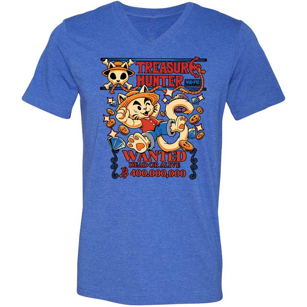 Unisex V-Neck T-Shirt - URXZNLMV - Heather True Royal - 5