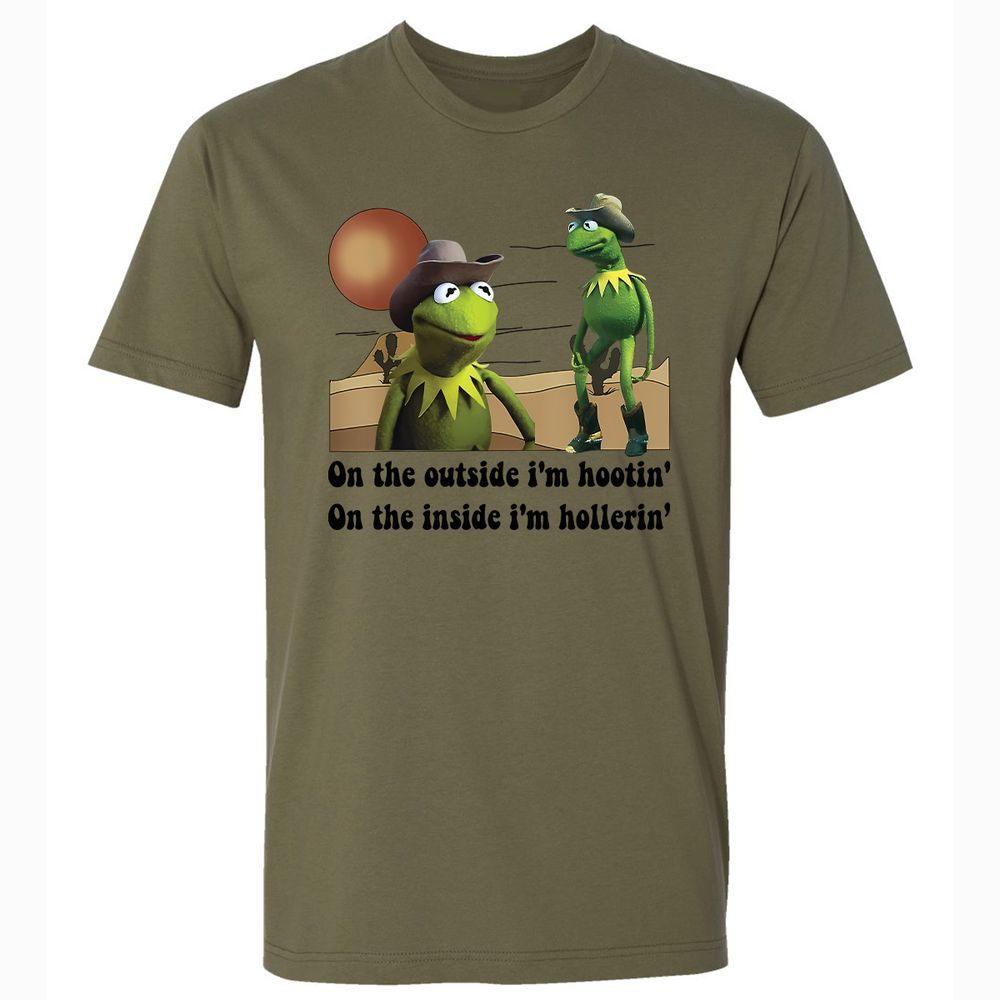 On the outside I'm hootin on the inside I'm hollerin - Military Green - 5