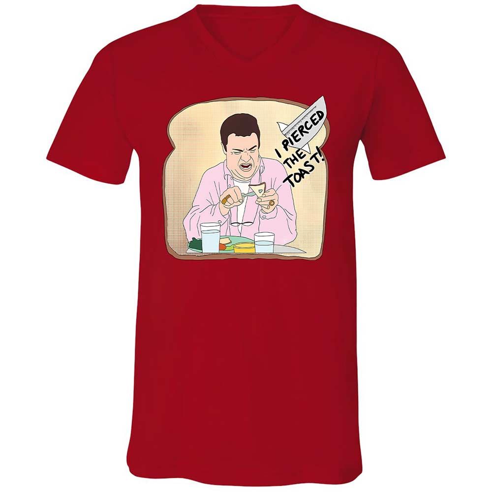 Unisex V-Neck T-Shirt - BRLLBDFF - Red - 5