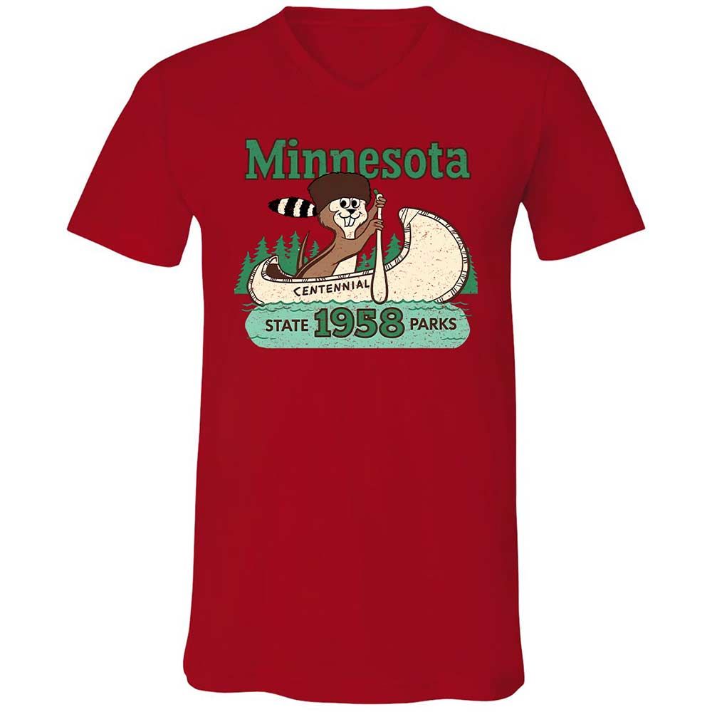 Unisex V-Neck T-Shirt - WQCBZTXK - Red - 5