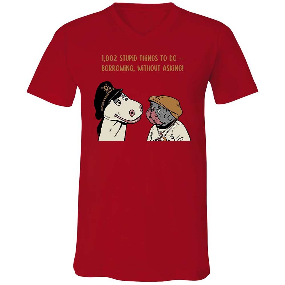 Unisex V-Neck T-Shirt - 22NX9WNR - Red - 5