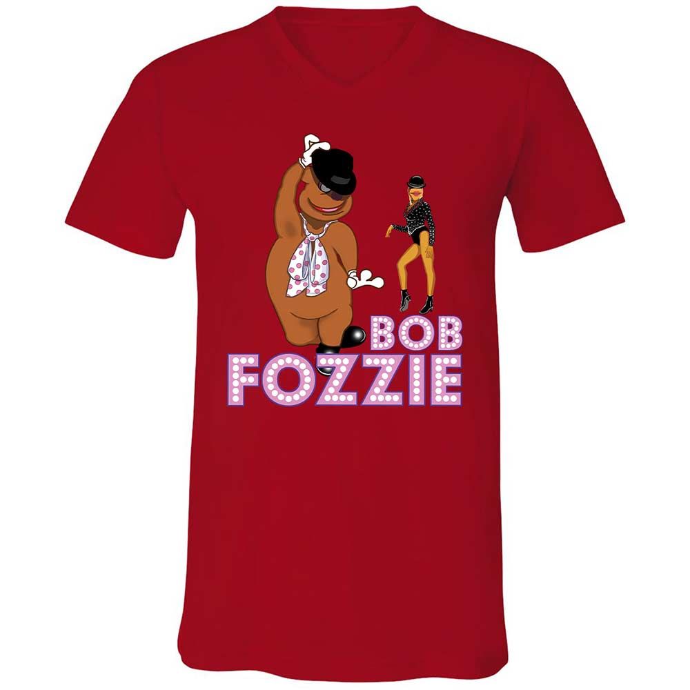 Unisex V-Neck T-Shirt - HTB5Q8WH - Red - 5