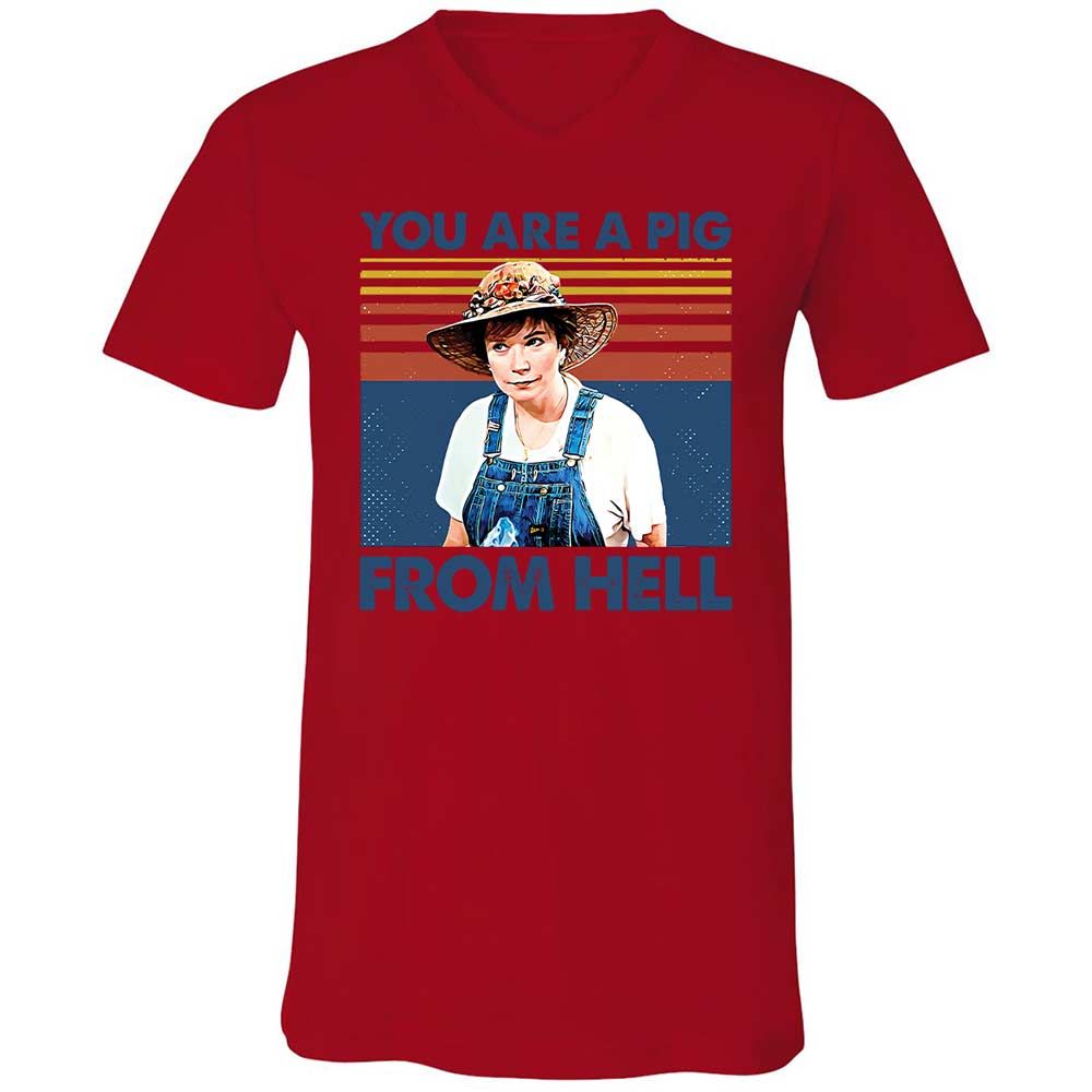 Unisex V-Neck T-Shirt - CZX9BV5W - Red - 5