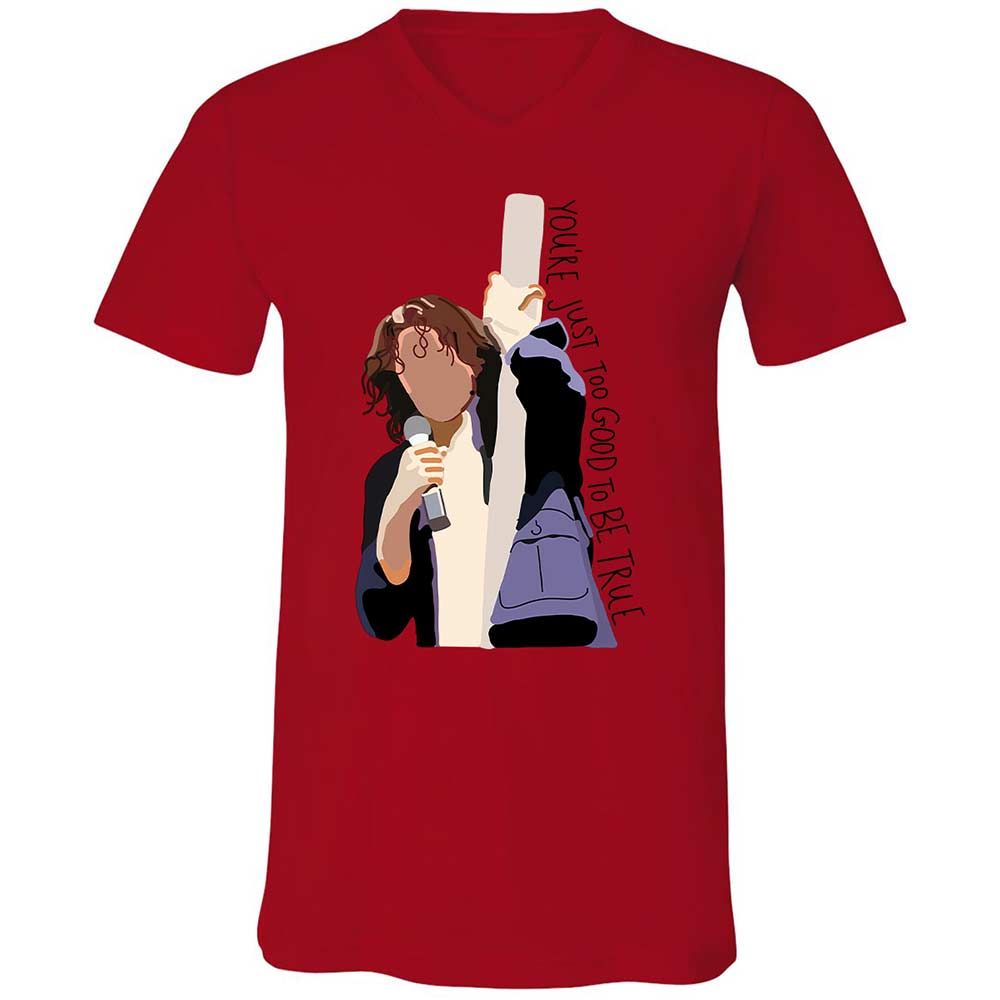 Unisex V-Neck T-Shirt - G9K2V2PQ - Red - 5
