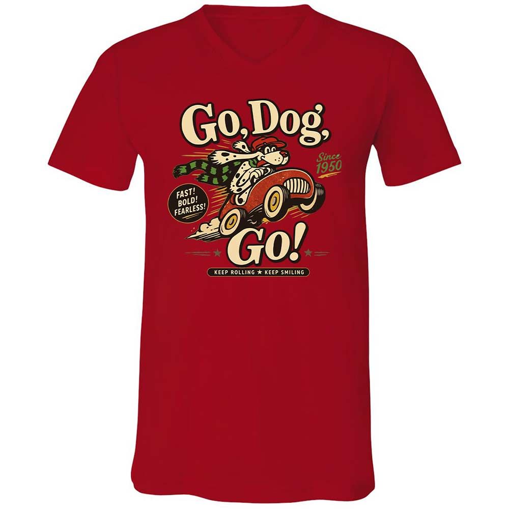 Unisex V-Neck T-Shirt - L5GDX3KP - Red - 5