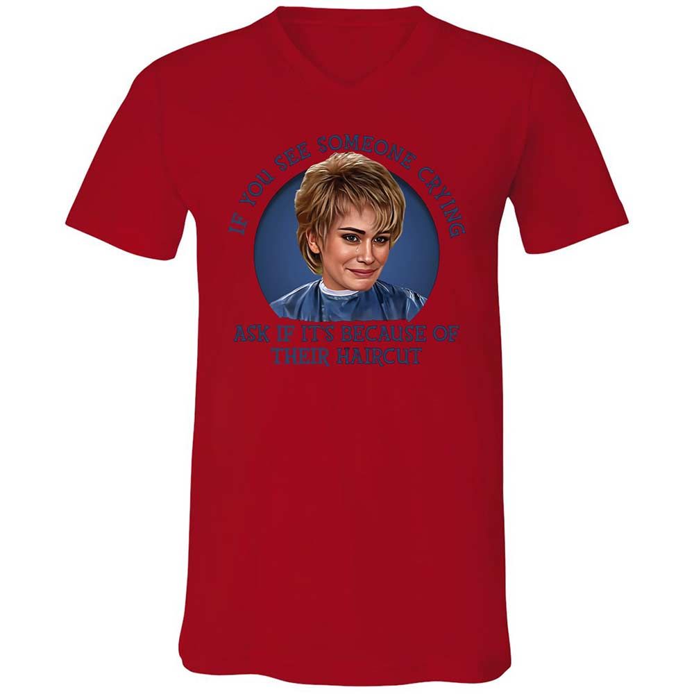 Unisex V-Neck T-Shirt - 8CP7PL58 - Red - 5