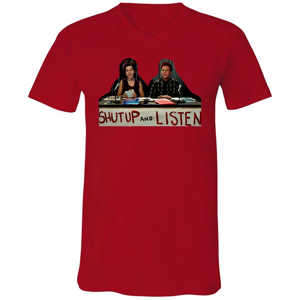 Unisex V-Neck T-Shirt - E4R5B8YE - Red - 5