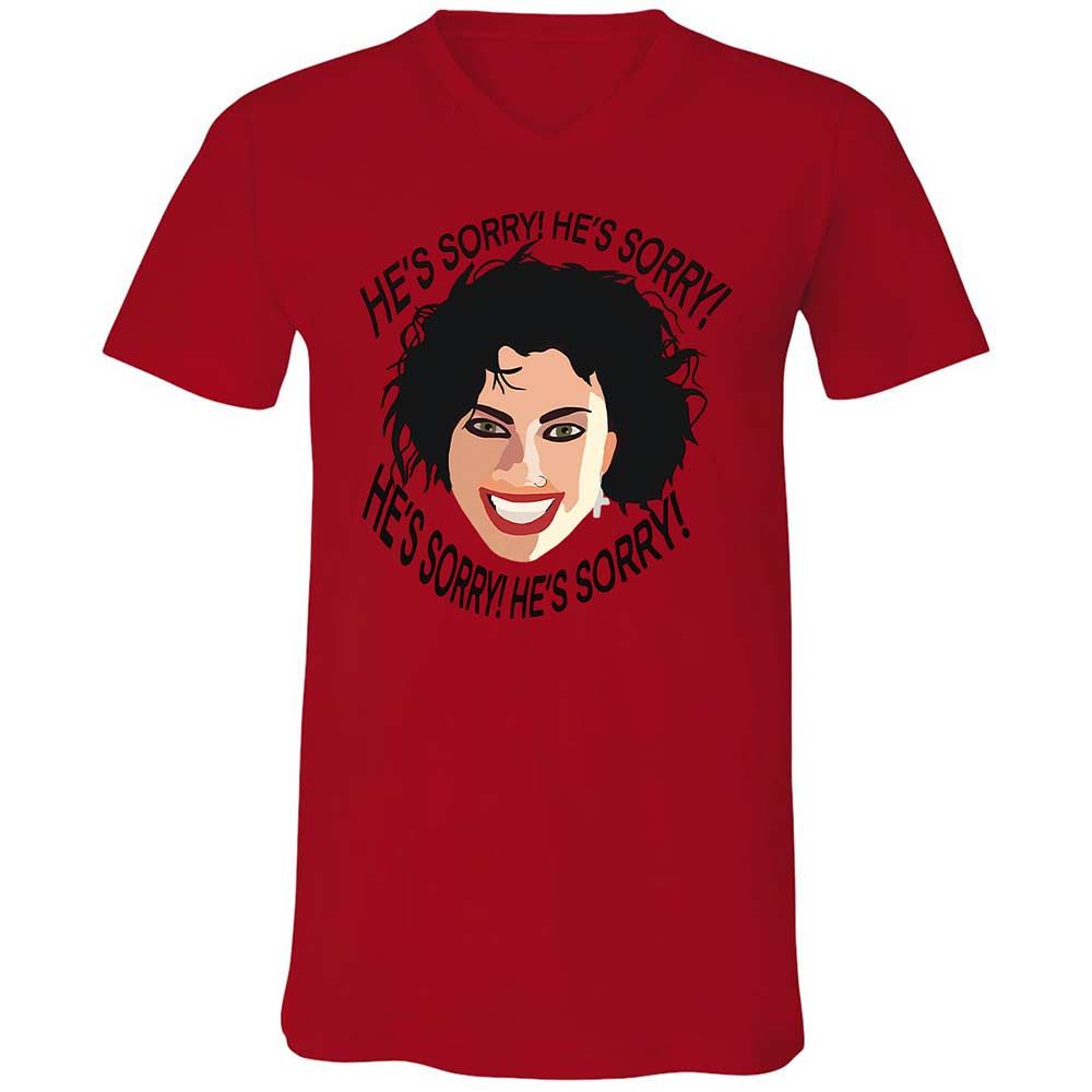 Unisex V-Neck T-Shirt - YQPNK5FU - Red - 5