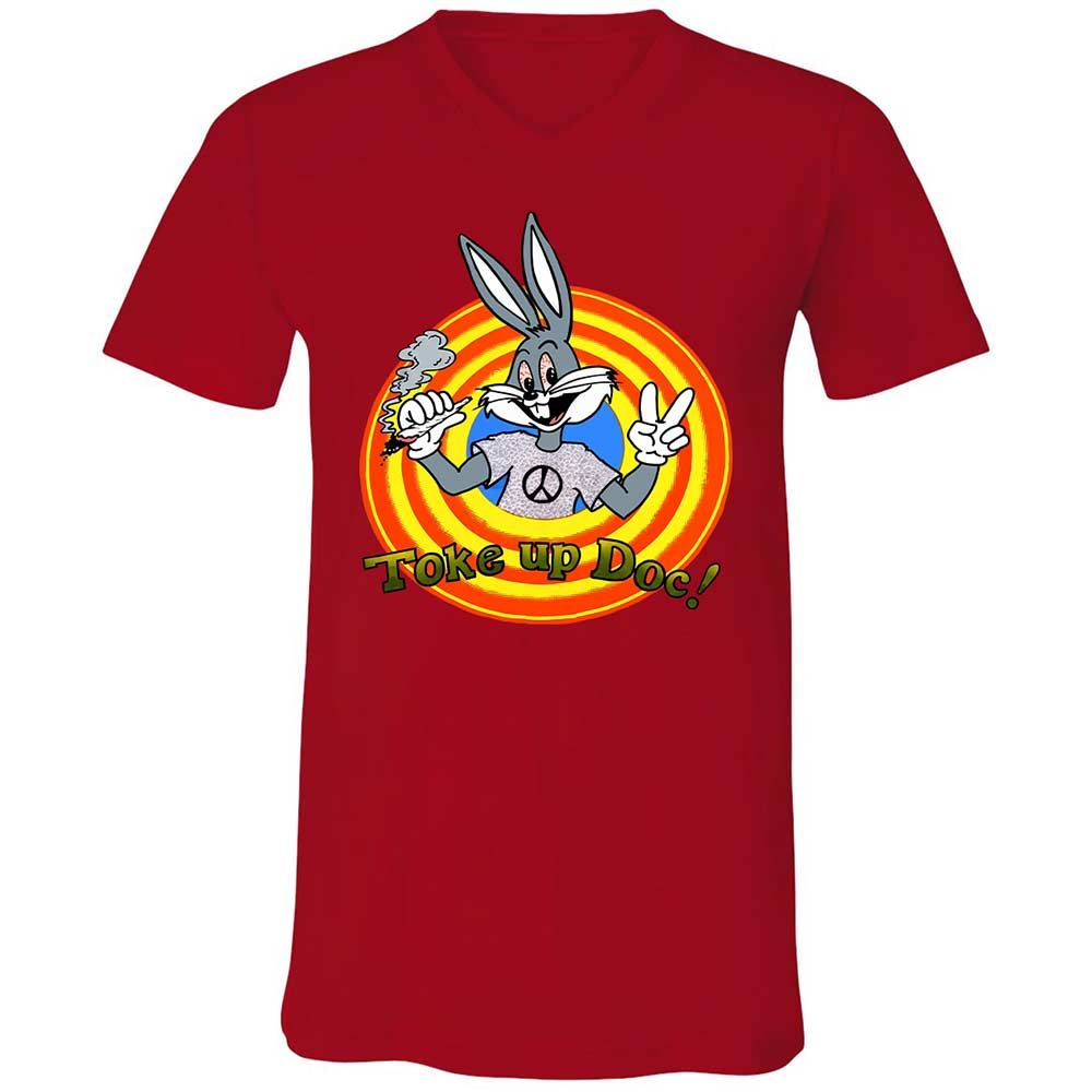 Unisex V-Neck T-Shirt - 3EPG2YFU - Red - 5