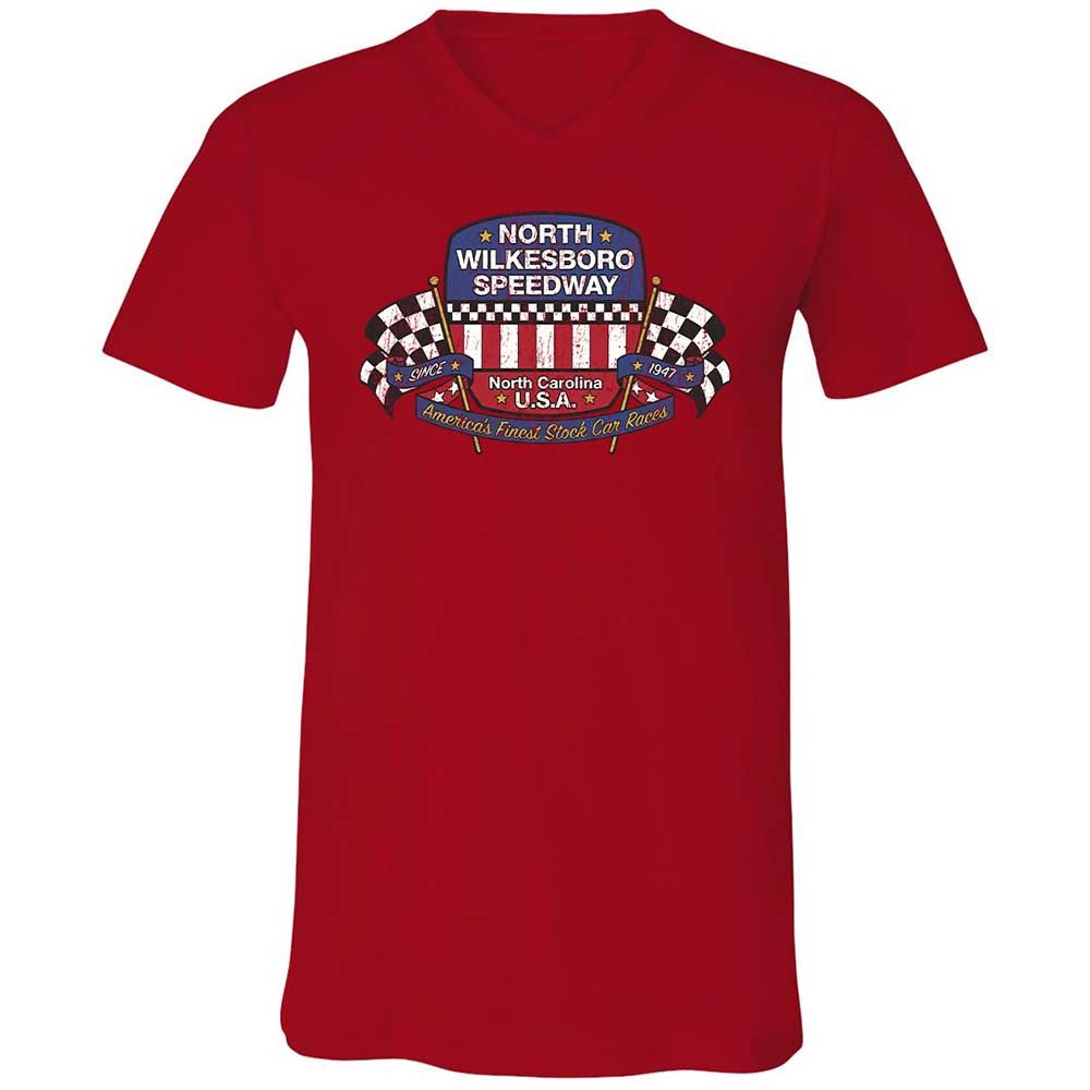 Unisex V-Neck T-Shirt - 8GCRQ53Y - Red - 5