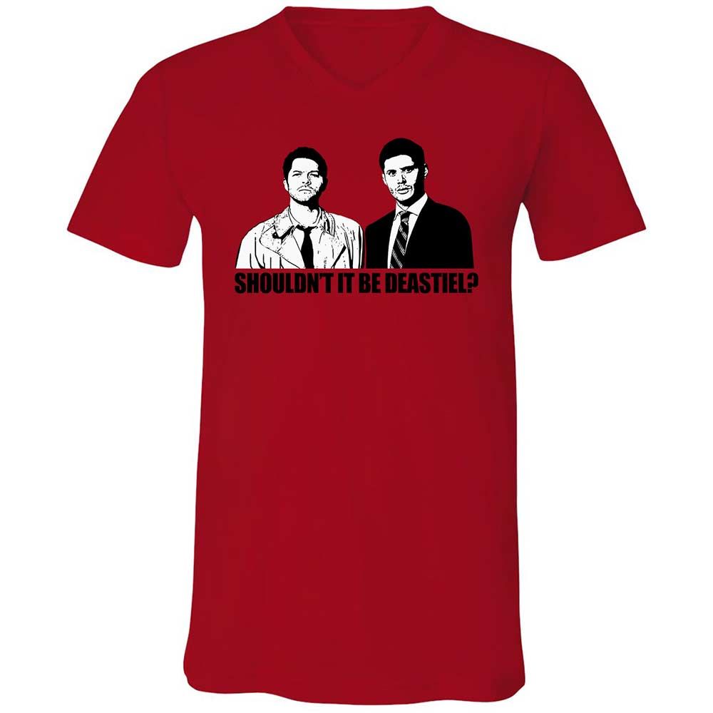 Unisex V-Neck T-Shirt - 67J8GAV5 - Red - 5
