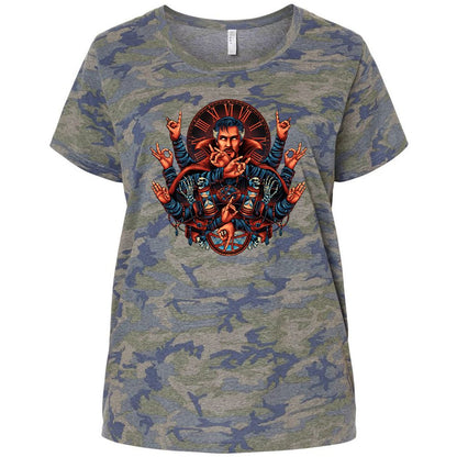 Ladies Curvy Jersey - ABQJ4VFD - Vintage Camo - 5
