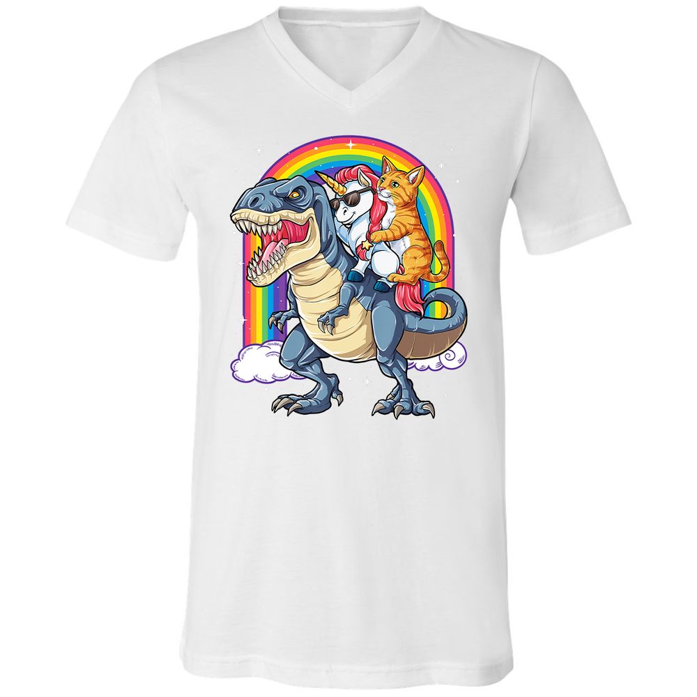 Unisex V-Neck T-Shirt - LEMNXADS - White - 5