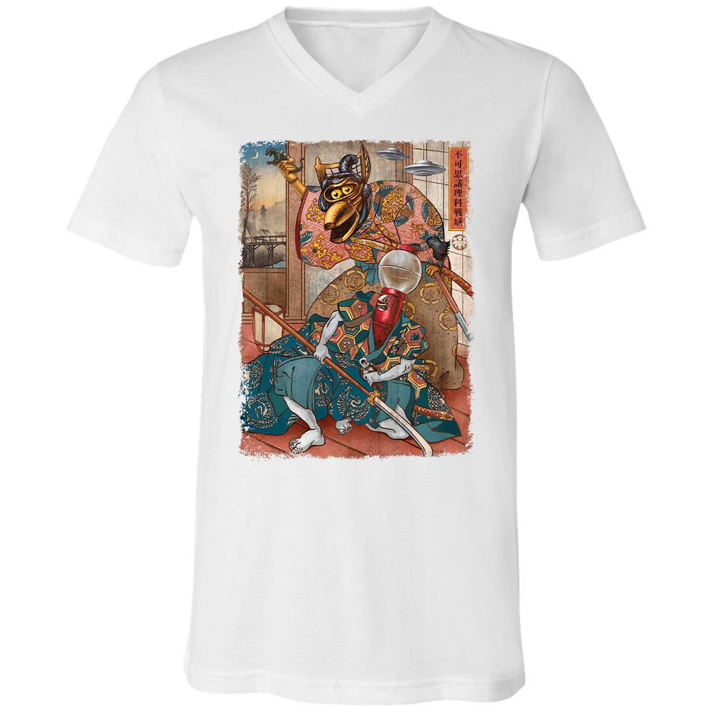 Unisex V-Neck T-Shirt - W9TTMX4X - White - 5