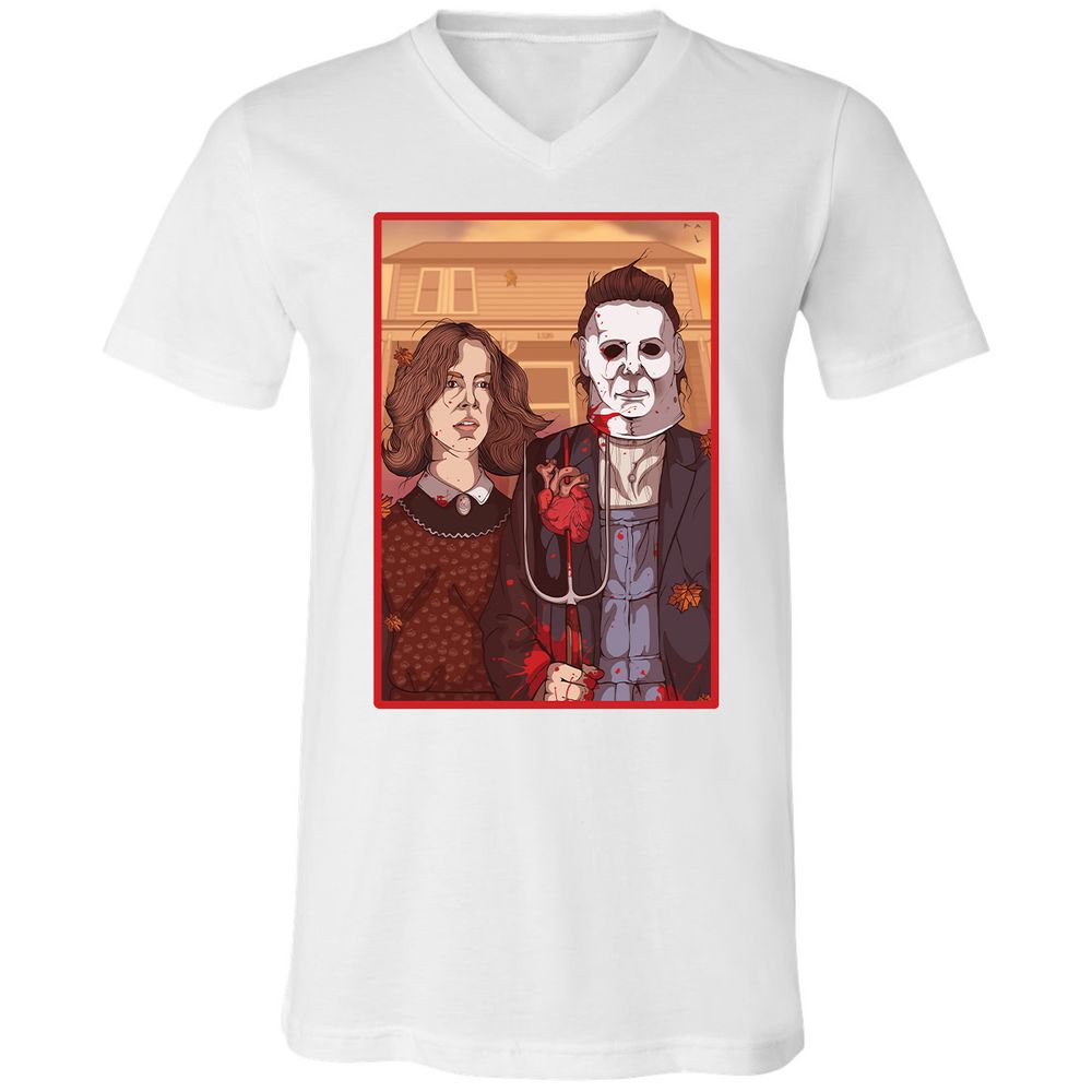 Unisex V-Neck T-Shirt - 6GFF19ZQ - White - 5