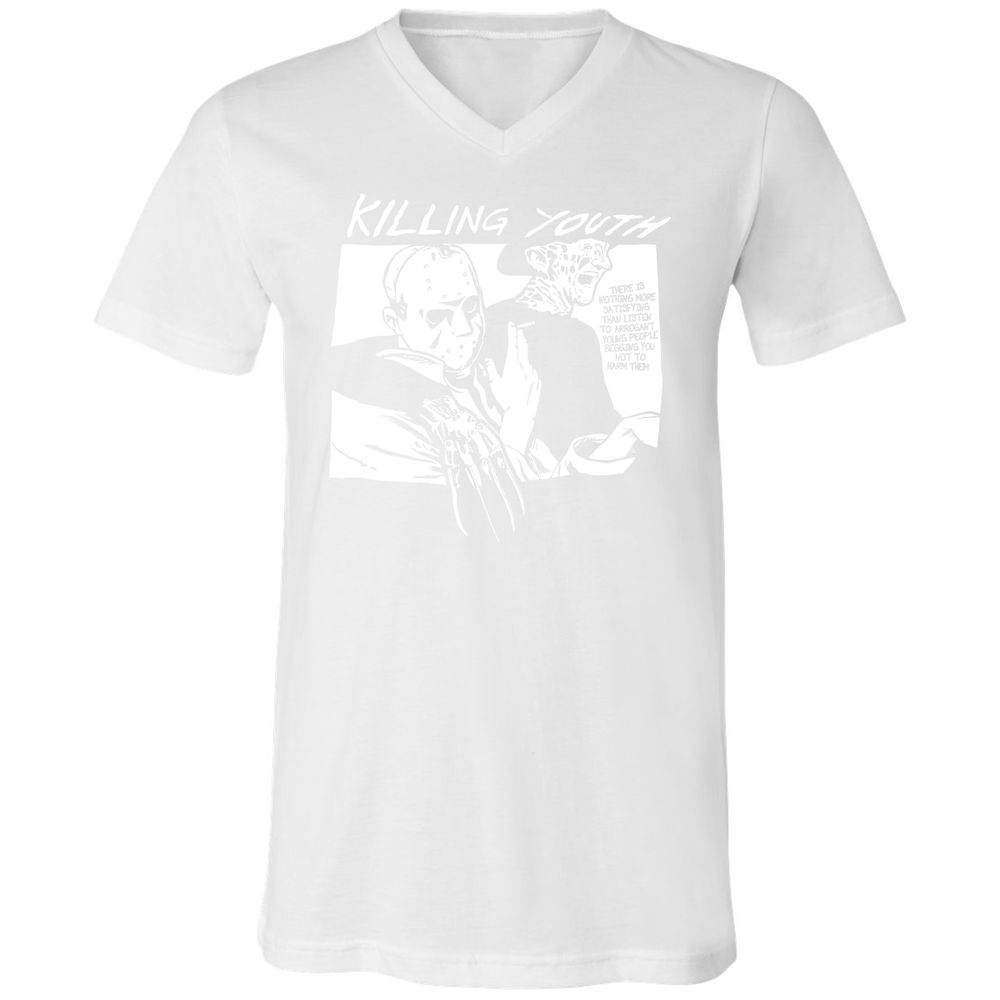 Unisex V-Neck T-Shirt - NNNCQFLY - White - 5