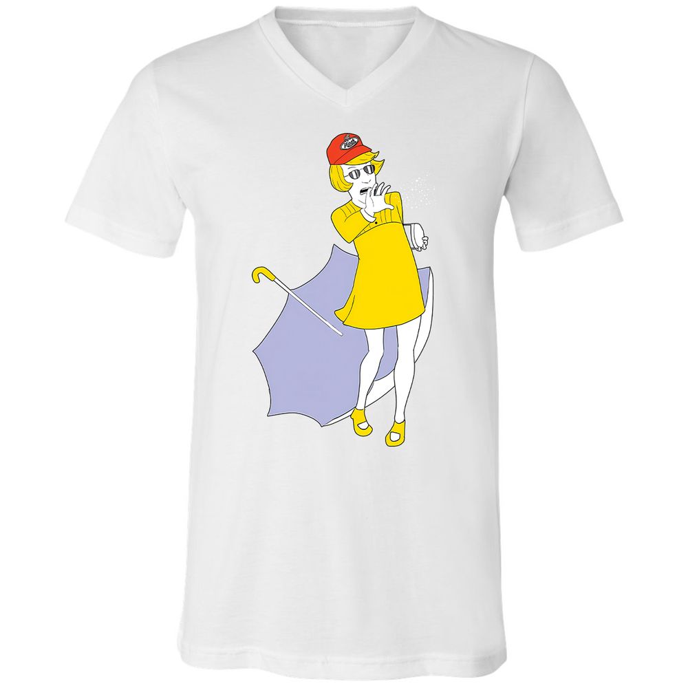 Unisex V-Neck T-Shirt - YTFQAKHL - White - 5