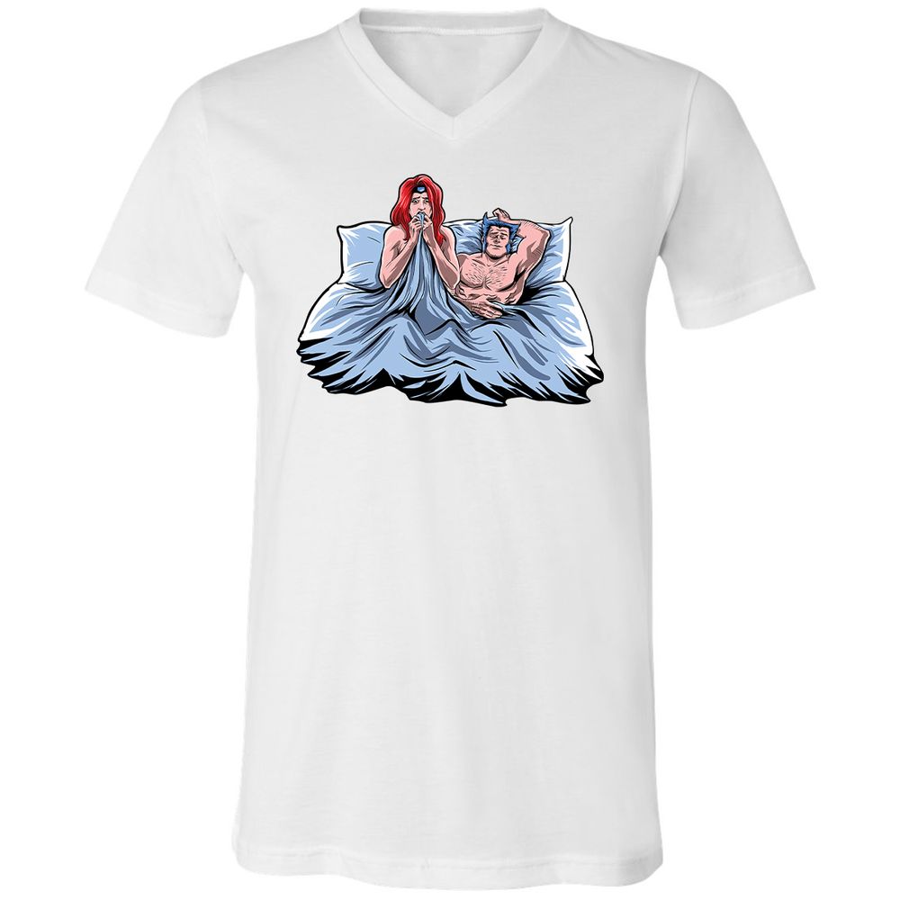 Unisex V-Neck T-Shirt - C2SWH7GX - White - 5