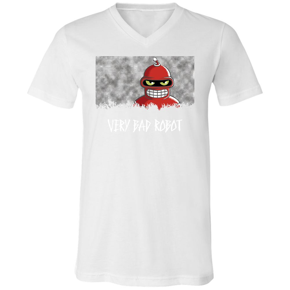 Unisex V-Neck T-Shirt - Black - White - 5