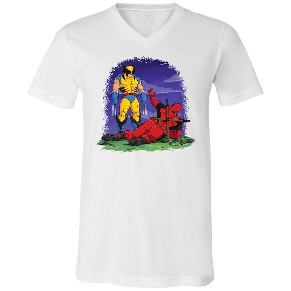 Unisex V-Neck T-Shirt - FG8WXZWB - White - 5