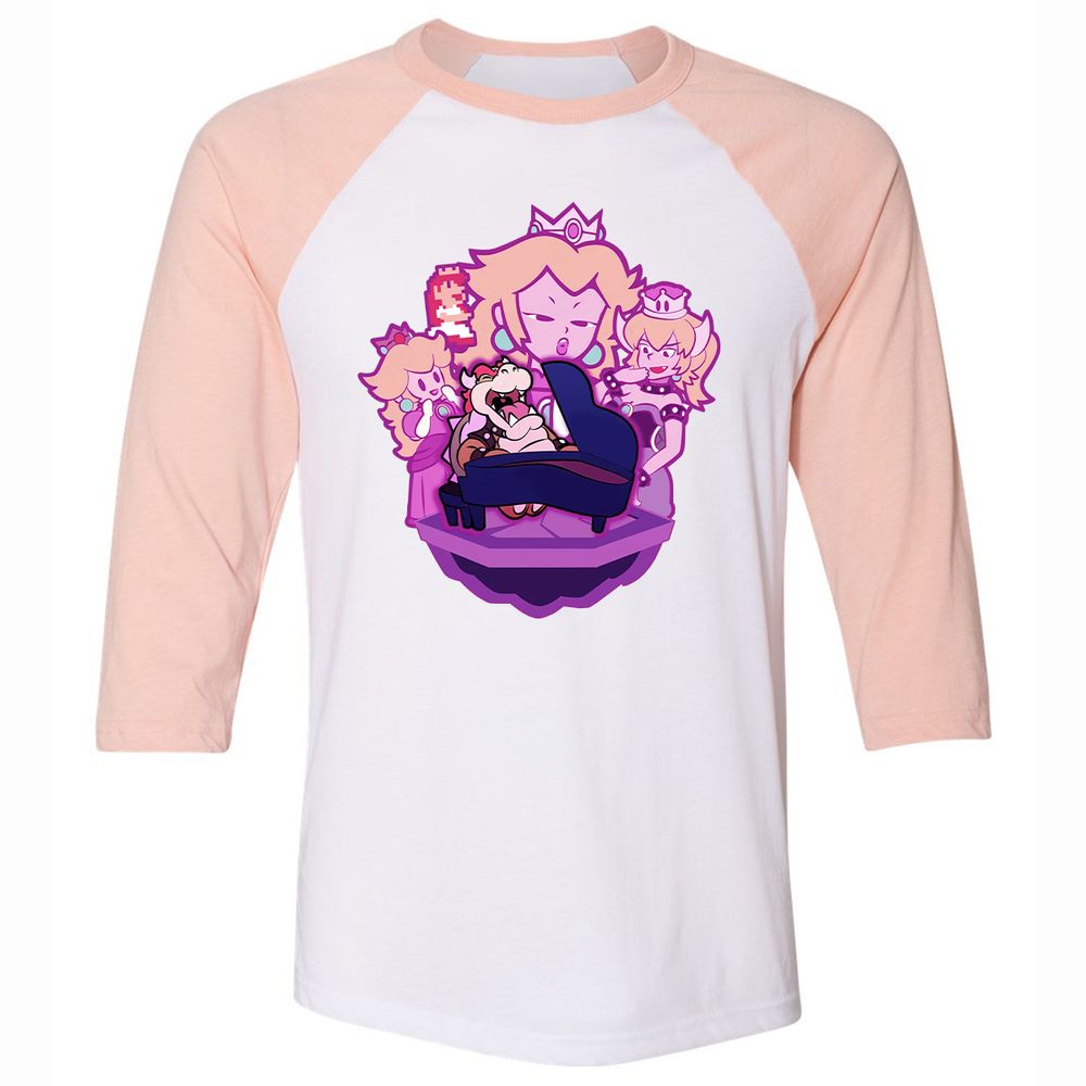 Unisex 3/4 Baseball Tee - URUNYGJ3 - White/Heather Peach - 5