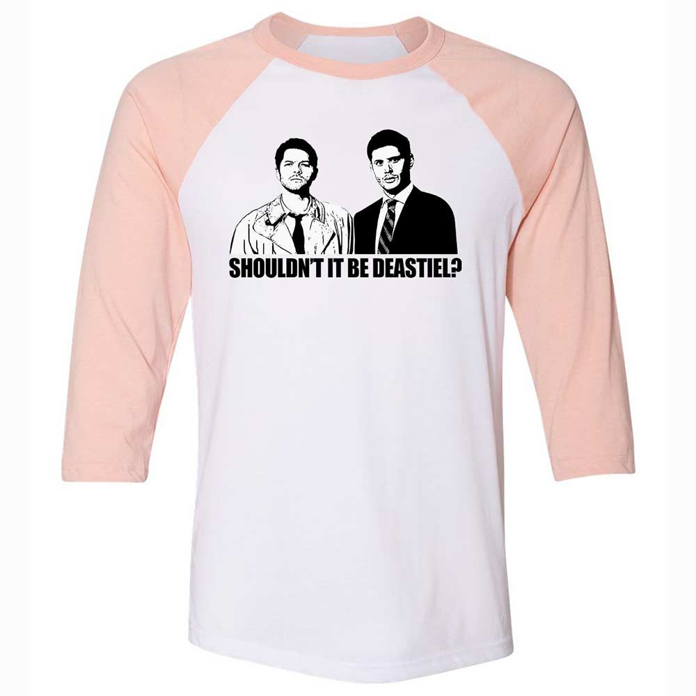 Unisex 3/4 Baseball Tee - XFZA6L6U - White/Heather Peach - 5