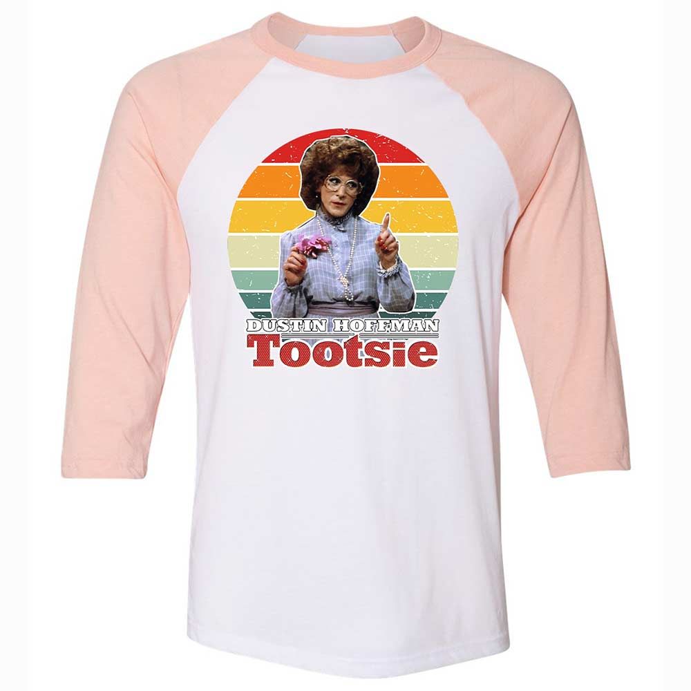 Unisex 3/4 Baseball Tee - B5GJ2G9U - White/Heather Peach - 5