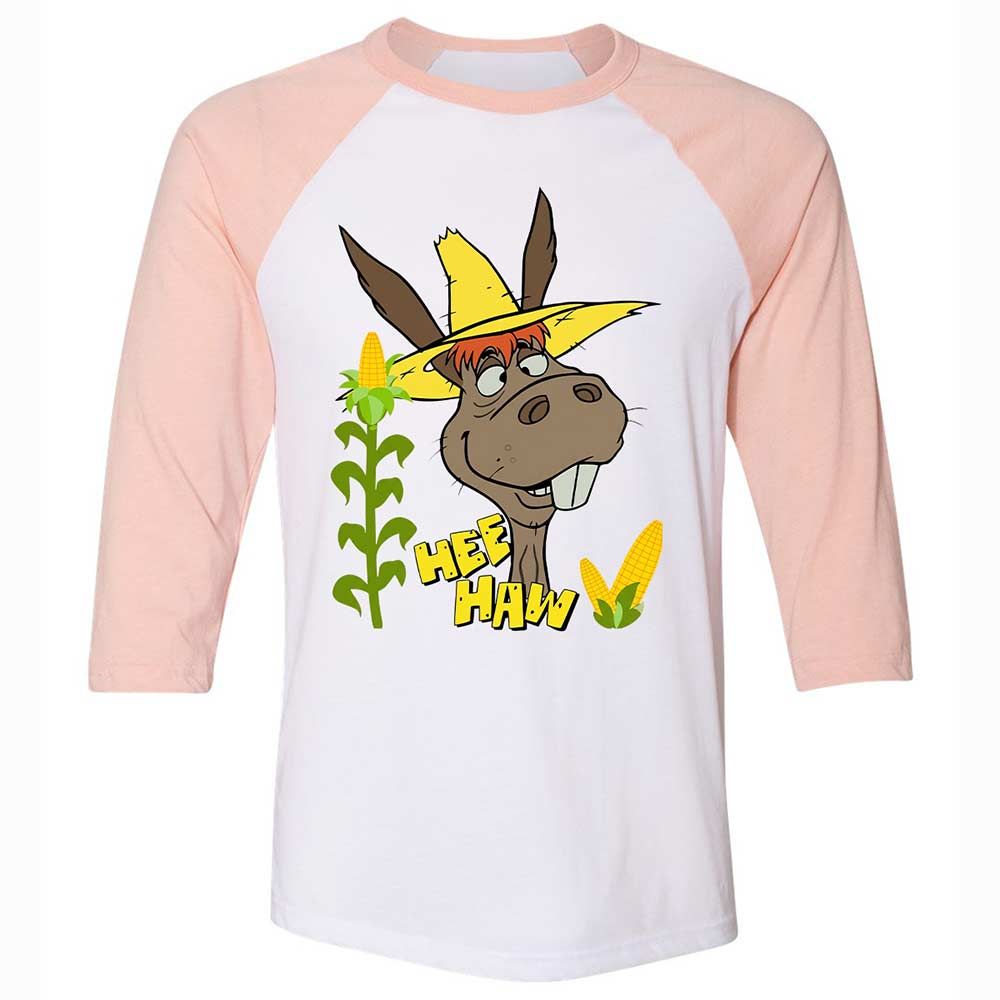 Unisex 3/4 Baseball Tee - HZW3T5WU - White/Heather Peach - 5