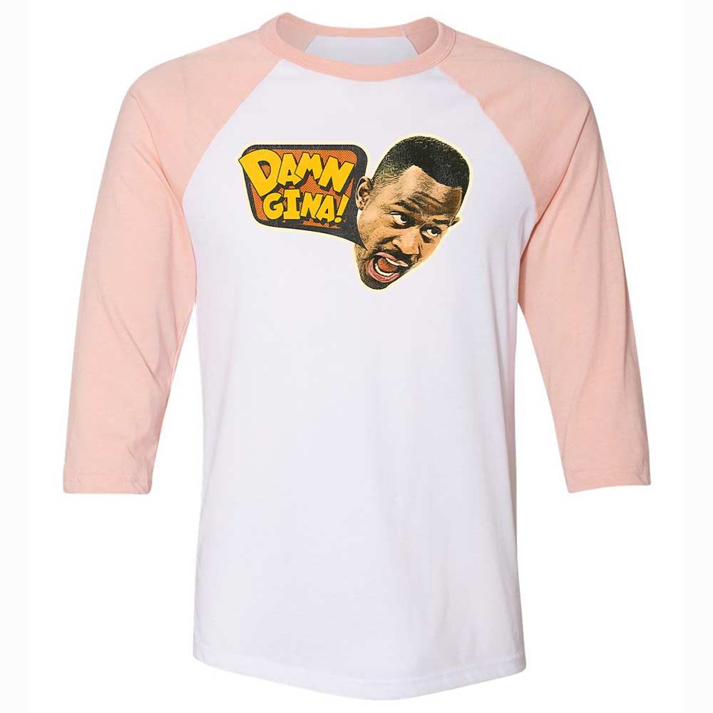 Unisex 3/4 Baseball Tee - KRHWYQS5 - White/Heather Peach - 5