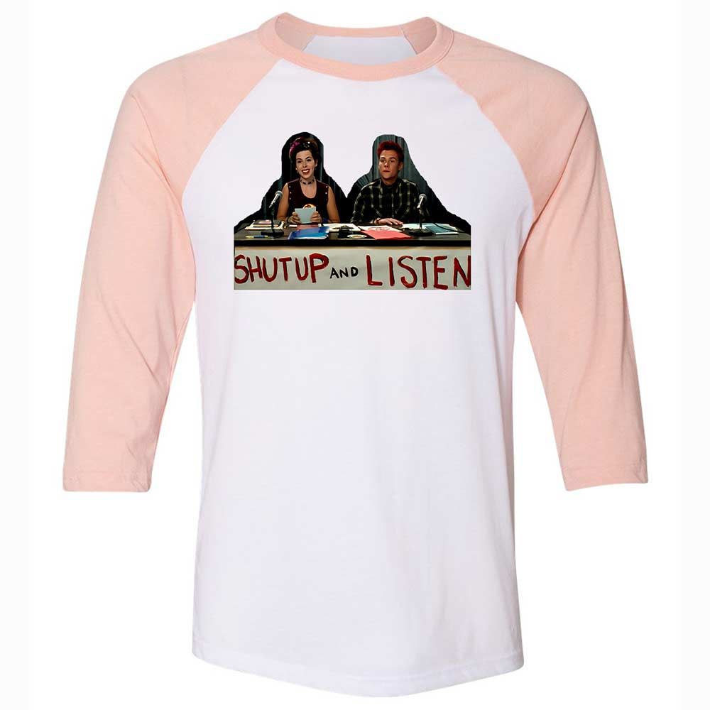 Unisex 3/4 Baseball Tee - QSFB98ZM - White/Heather Peach - 5
