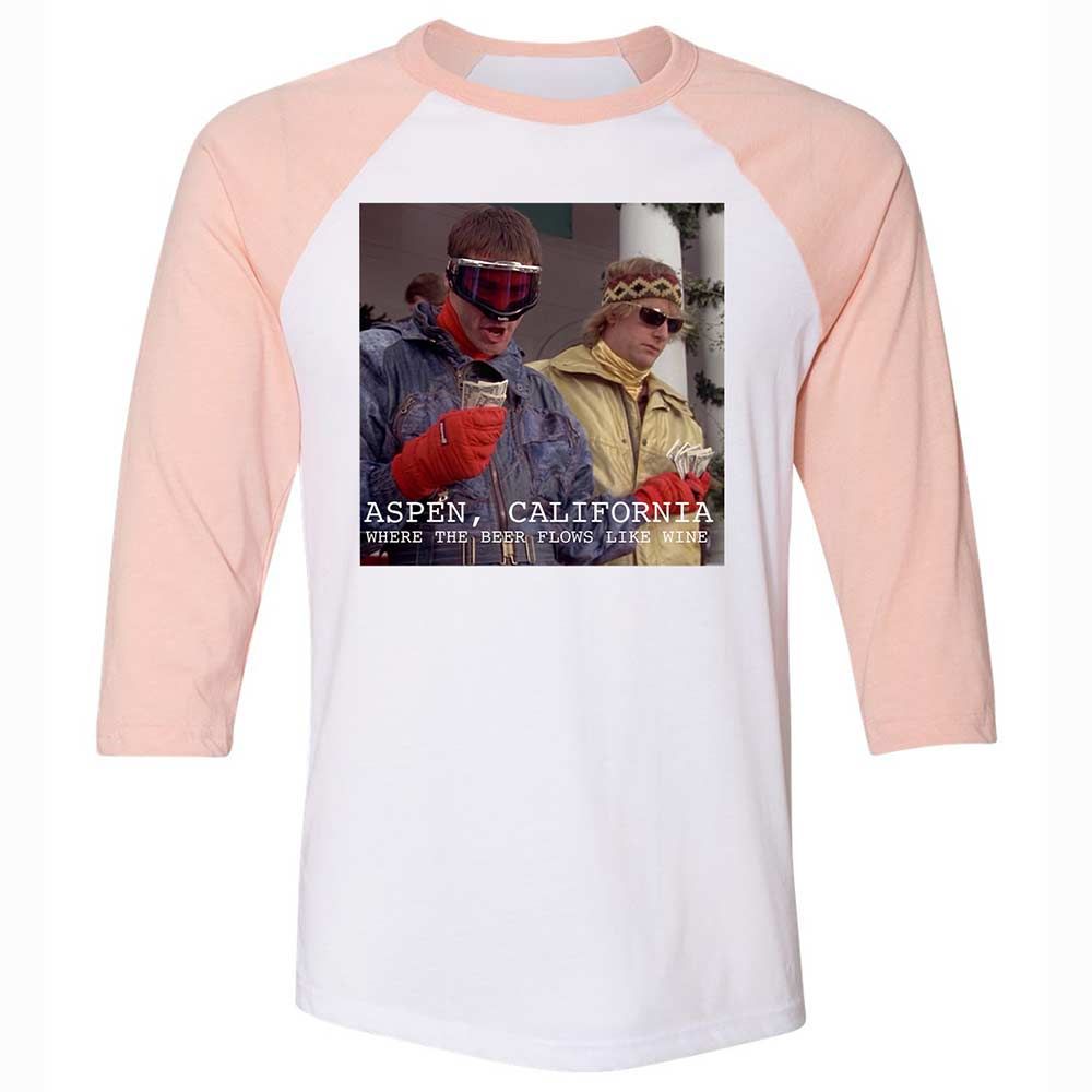 Unisex 3/4 Baseball Tee - U8GUQ3KD - White/Heather Peach - 5
