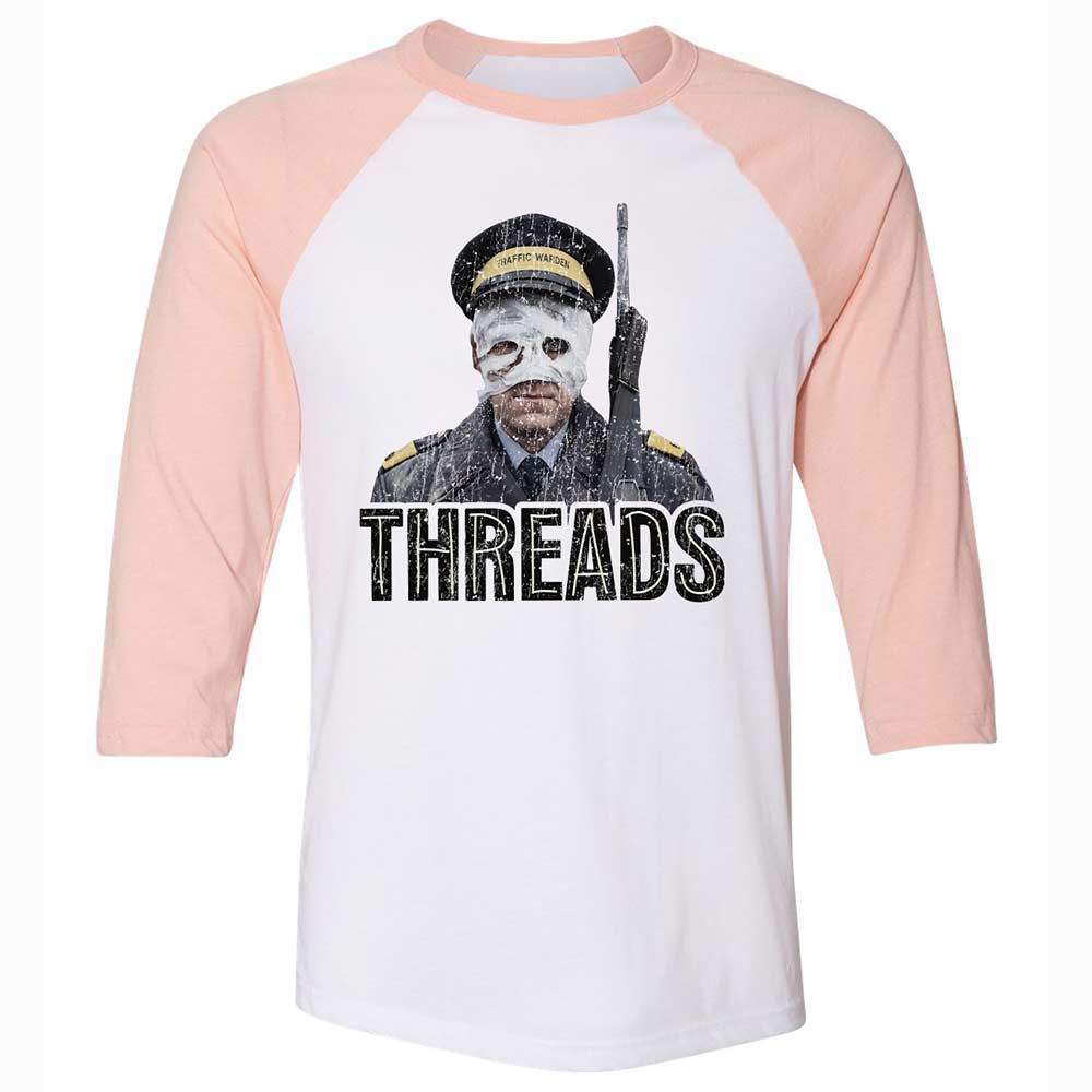Unisex 3/4 Baseball Tee - M5NMAZC7 - White/Heather Peach - 5